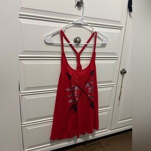 No Boundaries Red Feather Graphic Tank Top